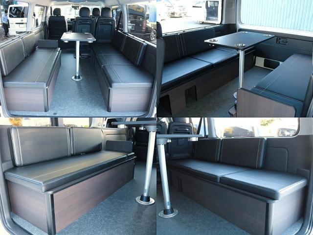 ハイエースワゴン ＧＬ　ロング　内装架装ｖａｒｉｏｕｓシートカバーＢＩＧ－ＸナビＥＴＣ２．０ＨＤＭＩフリップダウンモニターフロントスポイラーオーバーフェンダーＦＬＥＸＬＥＤテールローダウンＦＬＥＸ１７インチアルミナスカータイヤ（6枚目）