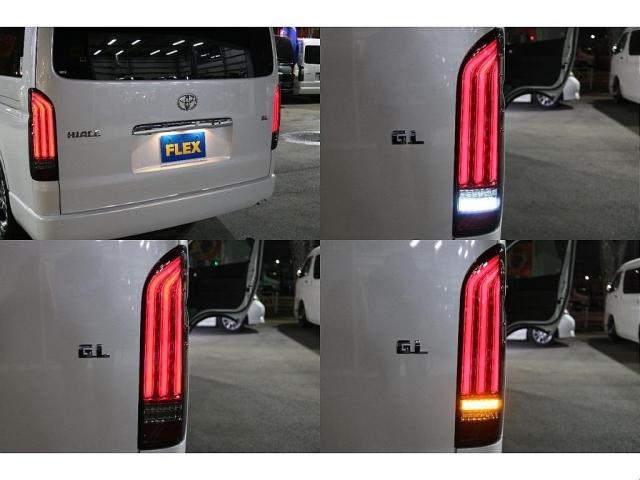 ハイエースワゴン ＧＬ　ロング　内装架装ｖａｒｉｏｕｓシートカバーＢＩＧ－ＸナビＥＴＣ２．０ＨＤＭＩフリップダウンモニターフロントスポイラーオーバーフェンダーＦＬＥＸＬＥＤテールローダウンＦＬＥＸ１７インチアルミナスカータイヤ（17枚目）