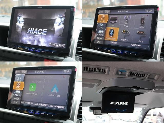 ハイエースワゴン ＧＬ　シートアレンジｎｅｃｒｏｓｓ床張り施工ＢＩＧ－ＸナビＥＴＣ２．０フリップダウンモニターシートカバーＴ－ＦｏｒｃｅスポイラーオーバーフェンダーＴＯＹＯタイヤＦＬＥＸ１６インチアルミＦＬＥＸＬＥＤテール（3枚目）