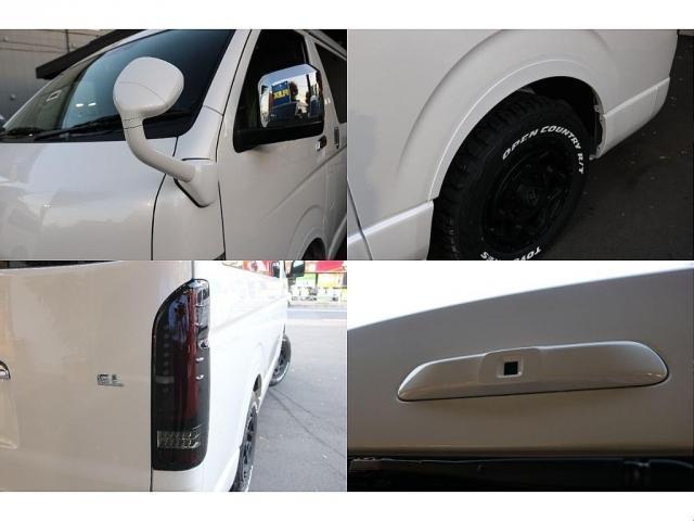 ハイエースワゴン ＧＬ　シートアレンジｎｅｃｒｏｓｓ床張り施工ＢＩＧ－ＸナビＥＴＣ２．０フリップダウンモニターシートカバーＴ－ＦｏｒｃｅスポイラーオーバーフェンダーＴＯＹＯタイヤＦＬＥＸ１６インチアルミＦＬＥＸＬＥＤテール（18枚目）