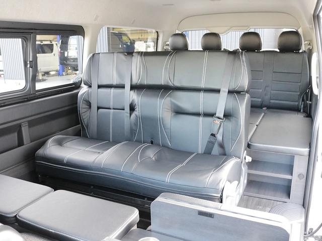 ハイエースワゴン ＧＬ　シートアレンジｎｅｃｒｏｓｓ床張り施工ＢＩＧ－ＸナビＥＴＣ２．０フリップダウンモニターシートカバーＴ－ＦｏｒｃｅスポイラーオーバーフェンダーＴＯＹＯタイヤＦＬＥＸ１６インチアルミＦＬＥＸＬＥＤテール（22枚目）