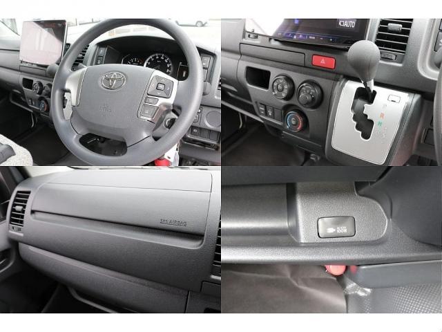 ハイエースバン ロングDX キャンピングWoodVillageメッキ部マッドブラック塗装FLEXテールシートカバーFLEX16インチアルミTOYOタイヤオーバーフェンダーT-Forcスポイラー床張り施工BIG-XナビETC2.0(12枚目)