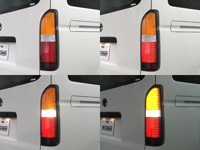 ハイエースバン ロングDX キャンピングWoodVillageメッキ部マッドブラック塗装FLEXテールシートカバーFLEX16インチアルミTOYOタイヤオーバーフェンダーT-Forcスポイラー床張り施工BIG-XナビETC2.0(17枚目)