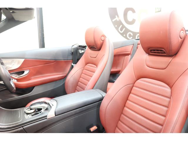Cクラス C180カブリオレスポーツ レザEXC/RSP 1オ-ナ 赤本革&Sヒータ&エアスカ-フ 赤幌 HUD ナビTV BT音楽 Bカメラ PTS DSRC AMGエアロ/19AW ダイナミックS LEDヘッドライト 9AT 2年保証(5枚目)