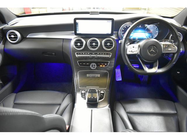 Cクラスステーションワゴン C220dステーションワゴンロレウスEDスポツプラP 後期型 レーダーSP 特別仕様 ヒーター黒革 BSM AMGエアロ18AW 液晶メーター HUD フットゲート MEコネクト 9速 地デジナビ バックカメラ エアサス LEDヘッドライト 2年保証(3枚目)
