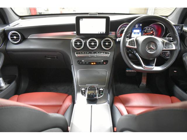 ＧＬＣ ＧＬＣ４３　４マチッククーペ　レザーエクスクルーシブ　レーダーＰ　サンルーフ　全席ヒーター赤黒革　ディストロ　ＡＭＧエアロ２０ＡＷ　キーＧＯ　ＨＵＤ　サイドステップ　フットゲート　ブルメスター　地デジ３６０カメ　２年保証（3枚目）