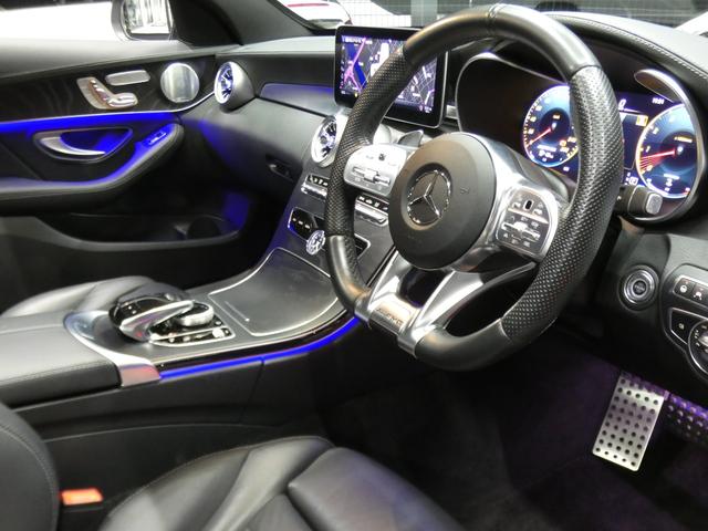 Cクラスステーションワゴン C43 4マチック ステーションワゴン レーダーP 後期 Meコネクト 黒本革 パノラマSR AMGエアロ/19AW KWダウンサス/ワイドスペーサー ナビ 地デジ Aカープレイ Bカメラ ブルメスター HUD 自動テールゲート 2年保証付(26枚目)