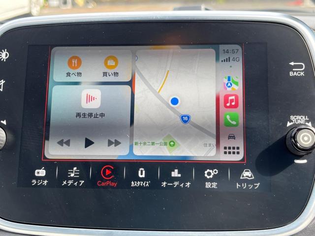 アバルト５９５ ベースグレード　ＡｐｐｌｅＣａｒＰｌａｙ　クリアランスソナー　７０周年記念エンブレム　Ｂｌｕｅｔｏｏｔｈ再生　ＵＳＢ　横滑り防止装置　ロゴ入りシート　ＥＴＣ車載器　純正１６インチアルミ　禁煙車（4枚目）