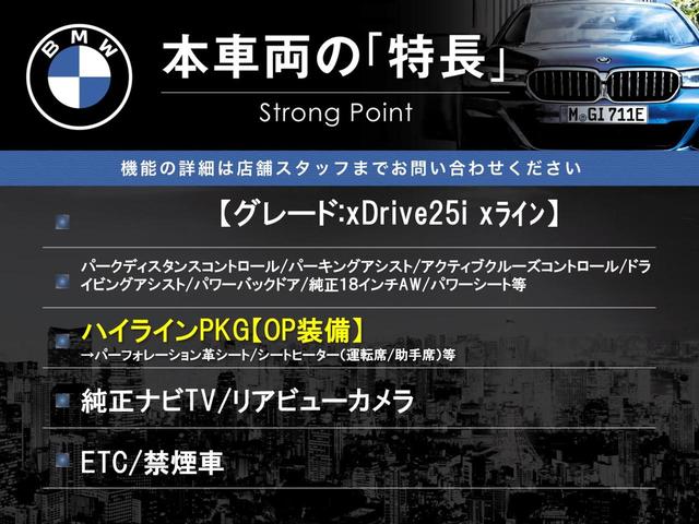 Ｘ１ ｘＤｒｉｖｅ　２５ｉ　ｘライン　ハイラインＰＫＧ　モカ革シート　純正ナビ　バックカメラ　アクティブクルコン　シートヒーター　パワーシート　パワーバックドア　ＬＥＤヘッドランプ　純正１８インチＡＷ　コンフォートアクセス　ＥＴＣ　禁煙車（3枚目）