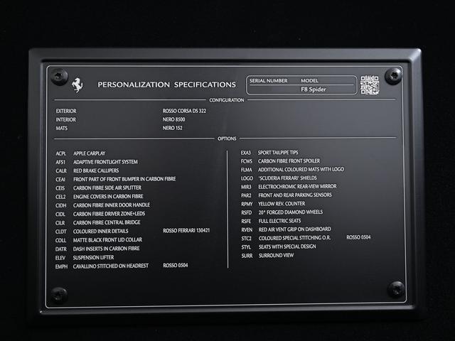 F8スパイダー F1 DCT アップルカープレイ フェラーリ認定中古車 メーカー保証付 フェラーリ・ロードサイドアシスタンス Ferrari Approved(29枚目)