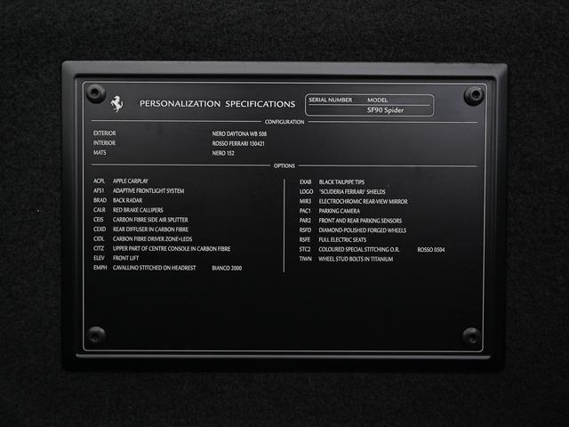 SF90スパイダー F1 DCT E4WD 左H Apple Carplay フェラーリ認定中古車 メーカー保証付 フェラーリ・ロードサイドアシスタンス Ferrari Approved(32枚目)