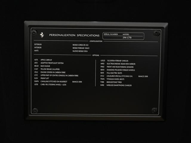 296GTB F1 DCT 左H リフター Apple Carplay フェラーリ認定中古車 正規ディーラー車 メーカー保証付 フェラーリ・ロードサイドアシスタンス Ferrari Approved(34枚目)