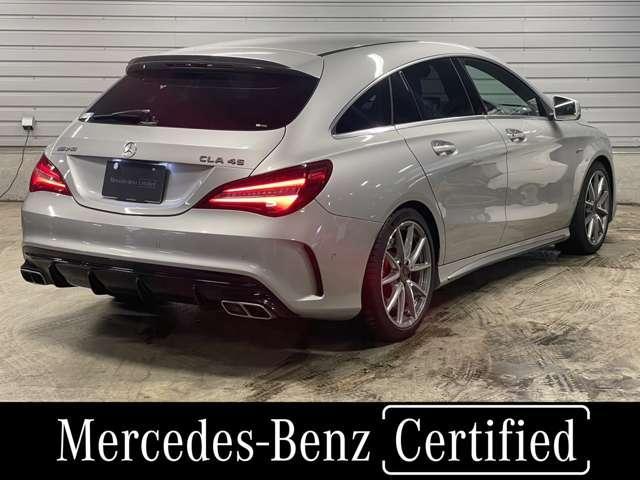 ＣＬＡ４５　４マチック　シューティングブレーク　認定中古車　禁煙車　レーダーセーフティパッケージ　ブラインドスポットアシスト　スポーツステアリング　スポーツシート　ＡＭＧ　ＲＩＤＥ　ＣＯＮＴＲＯＬサスペンション　レッドブレーキキャリパー　　メモリー(4枚目)