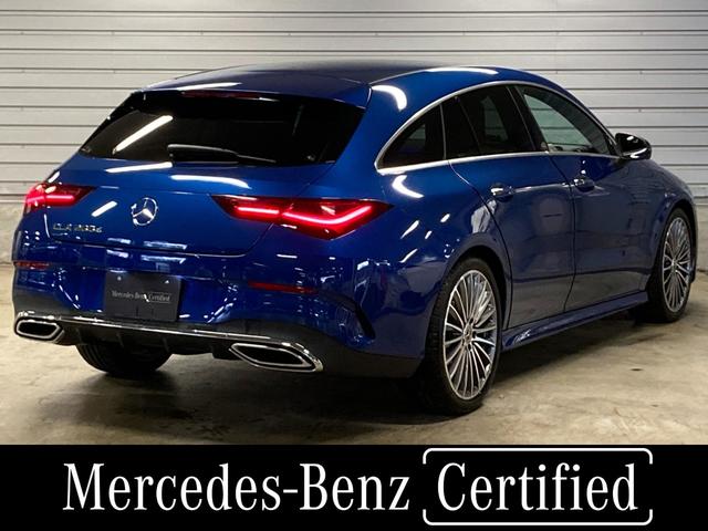 CLAクラス シューティングブレーク CLA200d シューティングブレークAMGラインP 新車保証継承 認定中古車 デモカー AMGラインパッケージ 360°カメラ メモリー付きパワーシート ブラインドスポットアシスト スペクトラルブルー(有償カラー) レーンキープアシスト(4枚目)