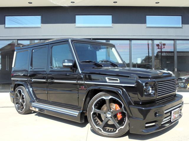 Ｇ５５　ＡＭＧロング　フルエアロカスタム　ローダウン　左右４本出しマフラー　社外２２ＡＷ　黒革　サンルーフ　社外ナビ・ＴＶ　Ｂカメラ　パワーシート　シートヒーター　ウッドコンビハンドル　ホワイトカーボン　ＥＴＣ(2枚目)