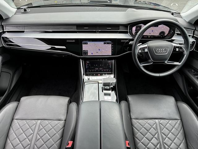 Ａ８ ６０ＴＦＳＩ　ｅクワトロ　コンフォートＰＫＧ　Ｂ＆Ｏサウンド　フルレザーＰＫＧ　ＳｌｉｎｅスタイリングＰＫＧ　後席モニター　パノラマサンルーフ　２１インチＡＷ　エアクオリティＰＫＧ　１００Ｖソケット　デジタルマトリクスＬＥＤ（2枚目）