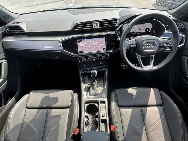 Q3 35TFSI Sライン コンビニエンスアシスタンスPKG プラスPKG パーシャルレザー OP19インチAW スマホ連携 ACC レーンアシスト サイドアシスト ドライブセレクト 全周囲カメラ ワイヤレスチャージ 1オーナー(2枚目)