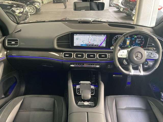 GLE GLE53 4マチック+ AMGインテリアカーボンP パノラマ 黒本革 3列シート ブルメスター 360°カメラ アンビエントライト温冷カップホルダー パフュームアトマイザー ヘッドアップディスプレイ 認定中古車保証(20枚目)