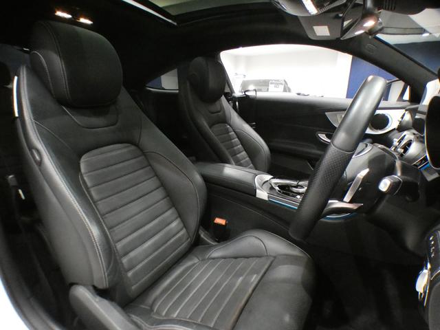 Cクラス C180クーペ スポーツ +PKG/レーダーセーフティ/キーレスゴー/黒革/パノラマSR/ヘッドアップDSP/ナビTV/Meコネクト/Bカメラ/PTS/LEDライト/AMGスタイリング&19AW/2年保証(8枚目)