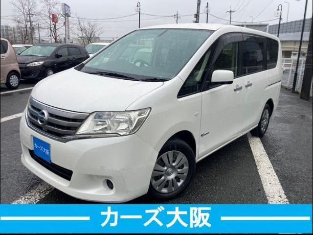 日産 セレナ ２０Ｘ　Ｓ－ハイブリッド　地デジフルセグ　ＴＶナビ　バックモニタ－　左電動スライドドア　エアコン　運転席エアバッグ　ＤＶＤ視聴可　ＡＵＴＯライト　助手席エアバッグ　クルコン　ＥＴＣ車載器　三列シート　ＡＢＳ　メモリーナビ