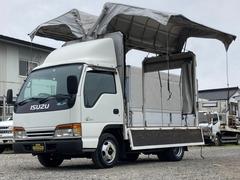 いすゞ　エルフトラック　フルフラットロー　幌車　手動ウィング