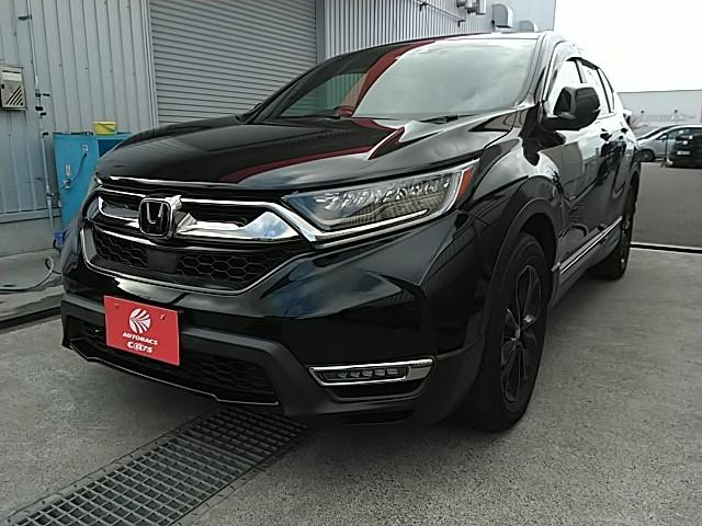 ＣＲ－Ｖ ｅ：ＨＥＶ　ＥＸ・ブラックエディション　サンルーフ　革シート　キーレス　フルセグ　ナビ＆ＴＶ　１８アルミホイール　エアバッグ　電動シート　オートマ　ディーラー車　フル装備　ＥＴＣ　バックカメラ　スマートキー（1枚目）