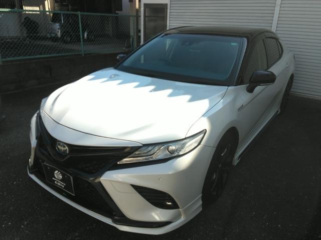 トヨタセーフティセンス、レーダークルーズコントロール ナビ、ＴＶ、ＣＤ、ＬＥＤ、ハーフレザー、ＡＡＣ、フルエアロ、ＥＴＣ、バッ