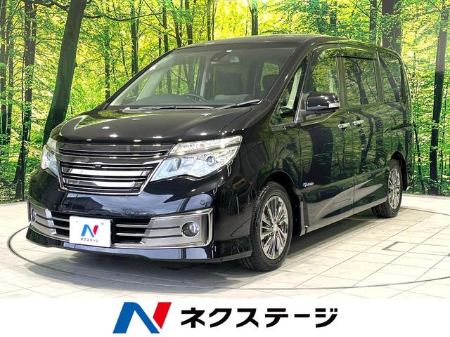 日産 セレナ ライダーブラックラインＳ－ＨＶアドバンスドセーフティ　後期　純正ナビ　１１型後席モニター　アラウンドビューモニター　両側電動ドア　ＬＥＤヘッド　リヤオートエアコン　クルコン　エマージェンシーブレーキ　Ｂｌｕｅｔｏｏｔｈ　クリアランスソナー　インテリキー