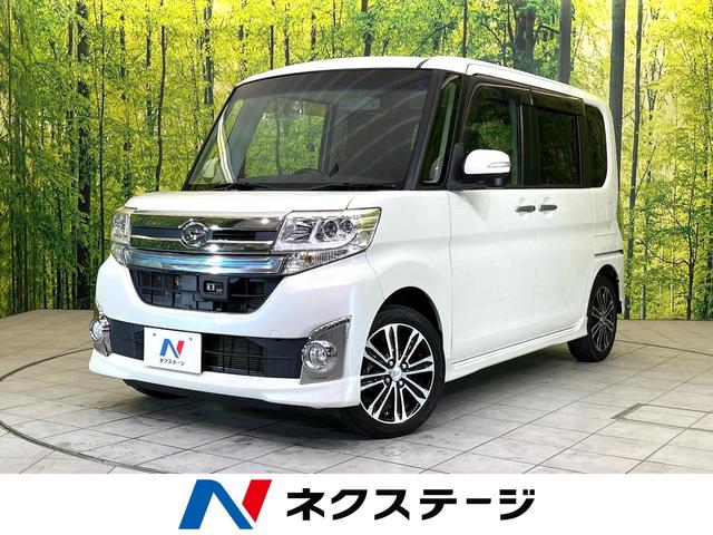 ダイハツ タント カスタムＲＳ　トップエディションＳＡ　後席モニター　ＳＤナビ　両側電動スライドドア　バックカメラ　禁煙車　ＬＥＤヘッドライト　ＥＴＣ　１５インチアルミ　フルセグ　ハーフレザー　オートライト　スマートキー　衝突軽減ブレーキ