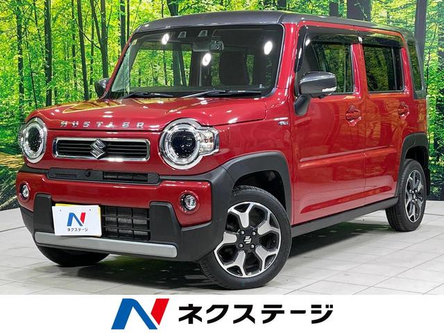 スズキ ハスラー ハイブリッドＸターボ　４ＷＤ　禁煙車　全方位モニター付メモリーナビ装着車　９型ナビ　前席シートヒーター　ダウンヒルアシスト　ＬＥＤライト　パドルシフト　オートエアコン　純正ホイール　ＥＴＣ　コーナーセンサー　車線逸脱警報