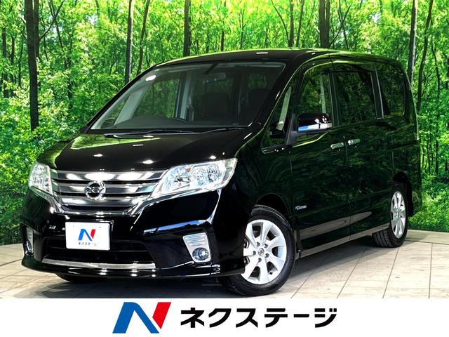 日産 セレナ ハイウェイスター　Ｓ－ハイブリッド　純正ＳＤナビ　フリップダウンモニター　両側電動ドア　クルコン　バックカメラ　オートライト　オートエアコン　純正革巻きステアリング　純正１６インチアルミ　スマートキー　電動格納ミラー　ＥＴＣ　禁煙車