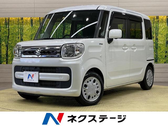 スズキ スペーシア ハイブリッドＸ　禁煙車　衝突軽減　純正８型ナビ　Ｂｌｕｅｔｏｏｔｈ　両側電動スライドドア　全周囲カメラ　ドラレコ　ＥＴＣ　シートヒーター　リアパーキングセンサー　フルセグＴＶ　サーキュレーター　スマートキー