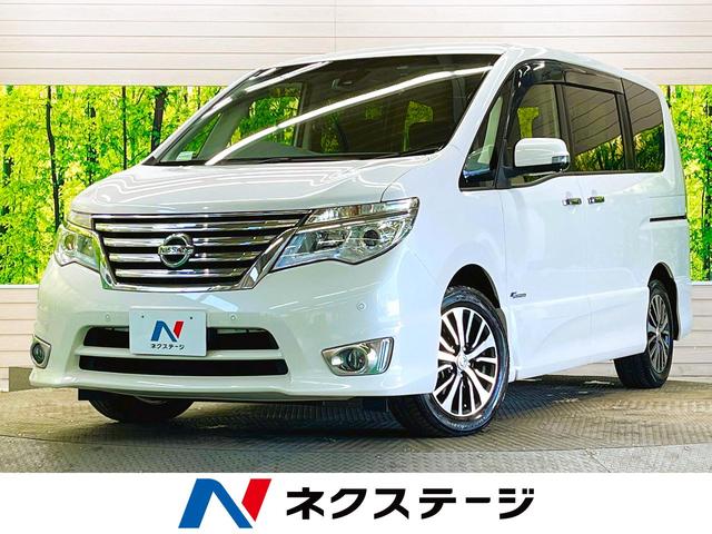 日産 セレナ ハイウェイスター　Ｖセレ＋セーフティ　ＳＨＶ　Ａセフ　禁煙車　純正８型ナビフルセグ　アラウンドビューモニタ　両側電動ドア　ＬＥＤヘッド　純正１６インチＡＷ　フロント／バックソナー　クルーズコントロール　後席オートエアコン　オートライト　ＤＶＤ再生　ＥＴＣ