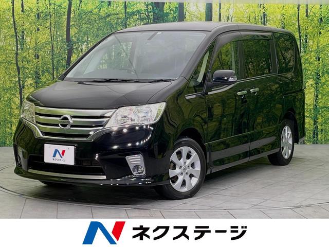 日産 セレナ ハイウェイスター　Ｖセレクション　両側電動スライドドア　禁煙車　純正ナビ　バックカメラ　Ｂｌｕｅｔｏｏｔｈ再生　フルセグＴＶ　ＥＴＣ　スマートキー　リアオートエアコン　革巻きステアリング　フォグライト　純正１６インチアルミホイール