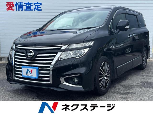 沖縄県の中古車ならエルグランド ２５０ハイウェイスタープレミアム　両側電動スライドドア　本革シート　後席モニター　全周囲カメラ　バックカメラ　クリアランスソナー　フルセグＴＶ　Ｂｌｕｅｔｏｏｔｈ再生　ＥＴＣ　ＬＥＤヘッドライト　純正１８インチアルミホール