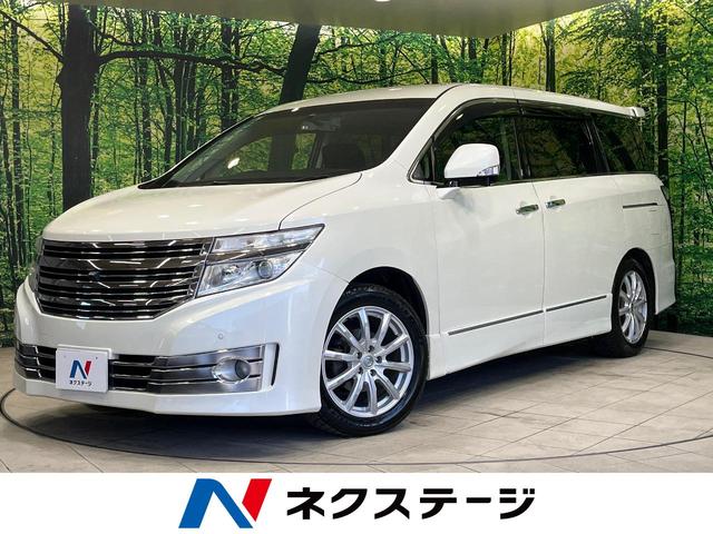 日産 エルグランド ライダー　黒クロスシート　マニュアルシート　禁煙車　フリップダウンモニター　両側電動スライドドア　純正ナビ　全周囲カメラ　バックカメラ　Ｂｌｕｅｔｏｏｔｈ再生　フルセグＴＶ　ＥＴＣ　合皮レザーシート　ＨＩＤヘッドライト　スマートキー