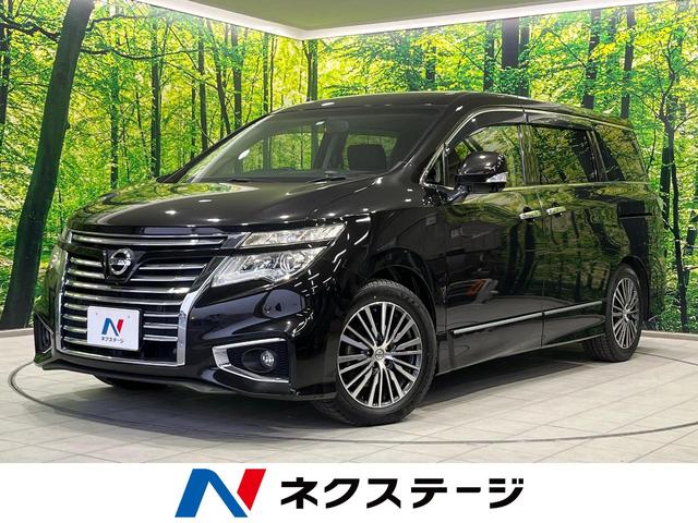 日産 エルグランド ３５０ハイウェイスター　４ＷＤ　後席モニター　純正ナビ　全周囲カメラ　衝突軽減　両側電動ドア　ブラックレザーシート　レーダークルーズ　禁煙車　ＥＴＣ　Ｂｌｕｅｔｏｏｔｈ　フルセグ　シートヒーター　パワーバックドア　ＤＶＤ再生