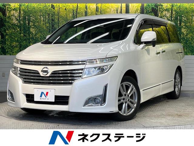 日産 エルグランド ２５０ハイウェイスター　純正ＳＤナビ　フリップダウンモニター　両側パワースライドドア　バックカメラ　インテリキー　ＥＴＣ　Ｂｌｕｅｔｏｏｔｈ接続　フルセグ　オートライト　ＨＩＤヘッドライト　純正１８インチアルミホイール