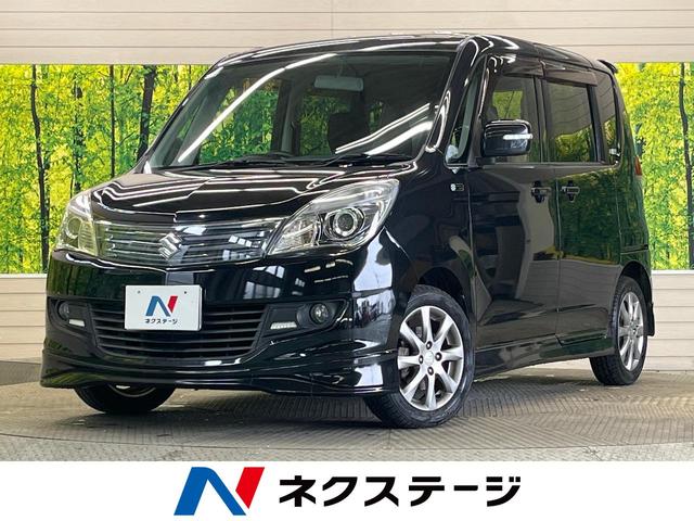 スズキ ブラック＆ホワイト　禁煙車　ストラーダナビフルセグ　バックモニター　ＥＴＣ　両側電動スライドドア　専用スエードシート　シートヒーター　ＨＩＤヘッド／オートライト　純正１５インチＡＷ　スマートキー　オートエアコン