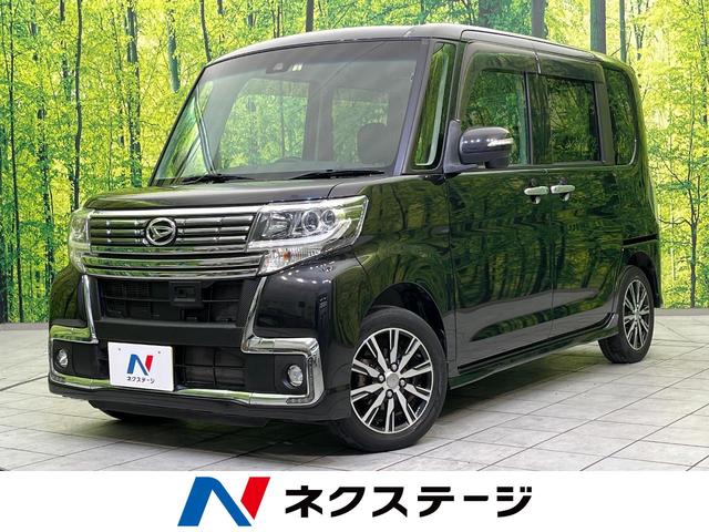 カスタムＸ　トップエディションＳＡＩＩ　禁煙車　純正８型ナビ　電動スライド　スマートキー　シートリフター　オートエアコン　オートライト　ステアリングスイッチ　革巻きステアリング　ＬＥＤヘッド　電動格納ミラー　ドアバイザー