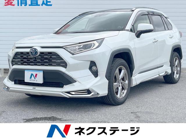 沖縄県の中古車ならＲＡＶ４ ハイブリッドＧ　１年保証　サンルーフ　モデリスタフルエアロ　全周囲カメラ　衝突被害軽減　レーダークルーズ　レザーシート　パワーシート　ドラレコ　コーナーセンサー　スマートキー　ＬＥＤ　ＥＴＣ２．０