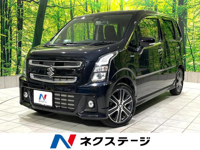 ワゴンＲスティングレー(スズキ) ハイブリッドＴ　禁煙車　ターボ　純正ナビ　バックカメラ　セーフティサポート　ＬＥＤヘッド　シートヒーター　クルコン　スマートキー　ＥＴＣ　オートハイビーム　車線逸脱警報　革巻きステアリング　純正１５インチアルミ 中古車画像
