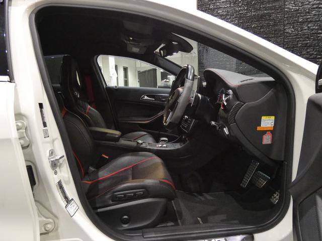 Aクラス A45 AMG 4マチック AMGアドバンストPKG AMGパフォーマンスシート F席シートH BSM 黒革 社外フルエアロ サブコン装着車 harman/kardonサウンド 純正HDDナビ地デジBカメラ BBS19AW 禁煙(17枚目)