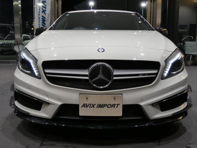 Aクラス A45 AMG 4マチック AMGアドバンストPKG AMGパフォーマンスシート F席シートH BSM 黒革 社外フルエアロ サブコン装着車 harman/kardonサウンド 純正HDDナビ地デジBカメラ BBS19AW 禁煙(35枚目)