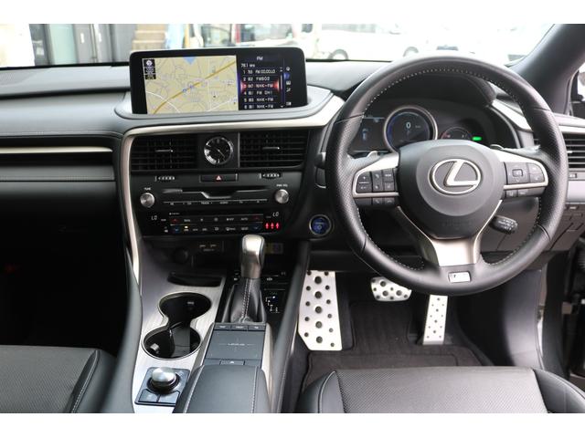 RX RX450h Fスポーツ 禁煙車 サンルーフ パノラマビュー 黒革エアシート シートヒーター クリアランスソナー カラーHUD BSM クルコン 三眼LEDヘッド ステアリングヒーター 後席電動格納 純正20インチAW(13枚目)