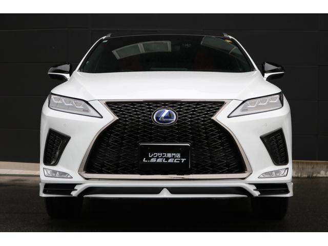 RX RX450h Fスポーツ 禁煙車 TRDフルエアロ・マフラー パノラマSR ルーフレール パノラマビュー 三眼LED クリアランスソナー 赤革エアシート 前後シートヒーター BSM カラーHUD 純正20インチAW(7枚目)