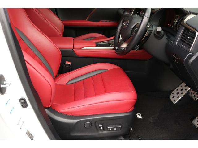 RX RX450h Fスポーツ 禁煙車 TRDフルエアロ・マフラー パノラマSR ルーフレール パノラマビュー 三眼LED クリアランスソナー 赤革エアシート 前後シートヒーター BSM カラーHUD 純正20インチAW(14枚目)