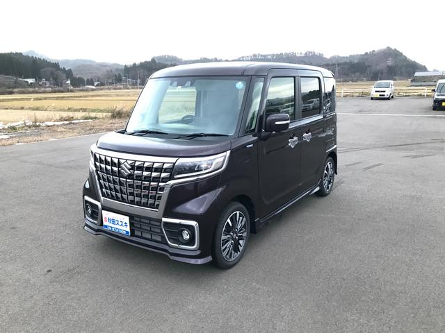 スペーシアカスタム ＨＹＢＲＩＤ　ＸＳターボ４ＷＤ　ナビＴＶ　全方位カメラ　ＵＳＢ　シートＨ　Ｒ両側電動スライドドア　ＬＥＤライト