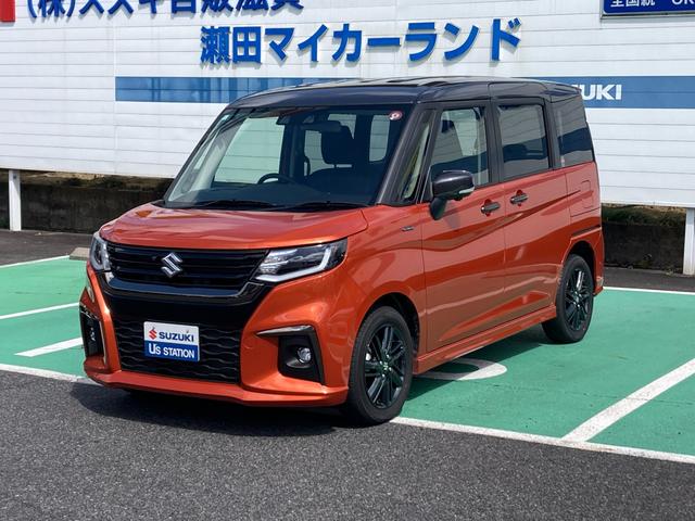 スズキ ソリオ ＨＹＢＲＩＤ　ＳＺ　ディーラー車　全方位カメラ付９インチナビ　バックカメラ　オートライト　Ｂｌｕｅｔｏｏｔｈ　スライドドア　純正ナビ　プッシュスタート　シートヒーター　オートエアコン　禁煙車　スズキセーフティーサポート　ワンオーナー　衝突被害軽減システム