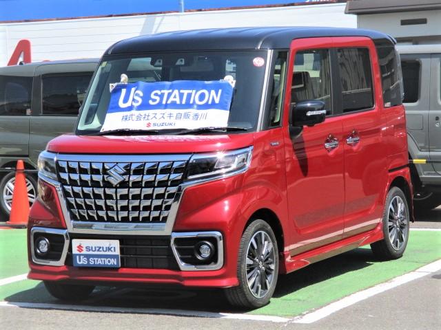 スペーシアカスタム カスタム　ＨＹＢＲＩＤ　ＸＳターボ　３型　ナビ＋全方位カメラ　ＣＶＴ、ターボ車、９インチナビ＋全方位カメラ、前後自動衝突軽減ブレーキ、アダプティブクルーズコントロール、車線逸脱機能、ヘッドアップディスプレイ、両席電動スライドドア、運転席シートヒーター、コネクト（1枚目）